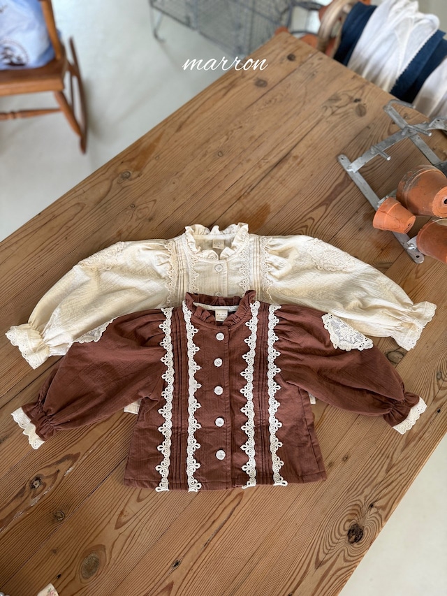 【取寄】marron|motif blouse|モチーフブラウス|XS-L|kids|26 autumn