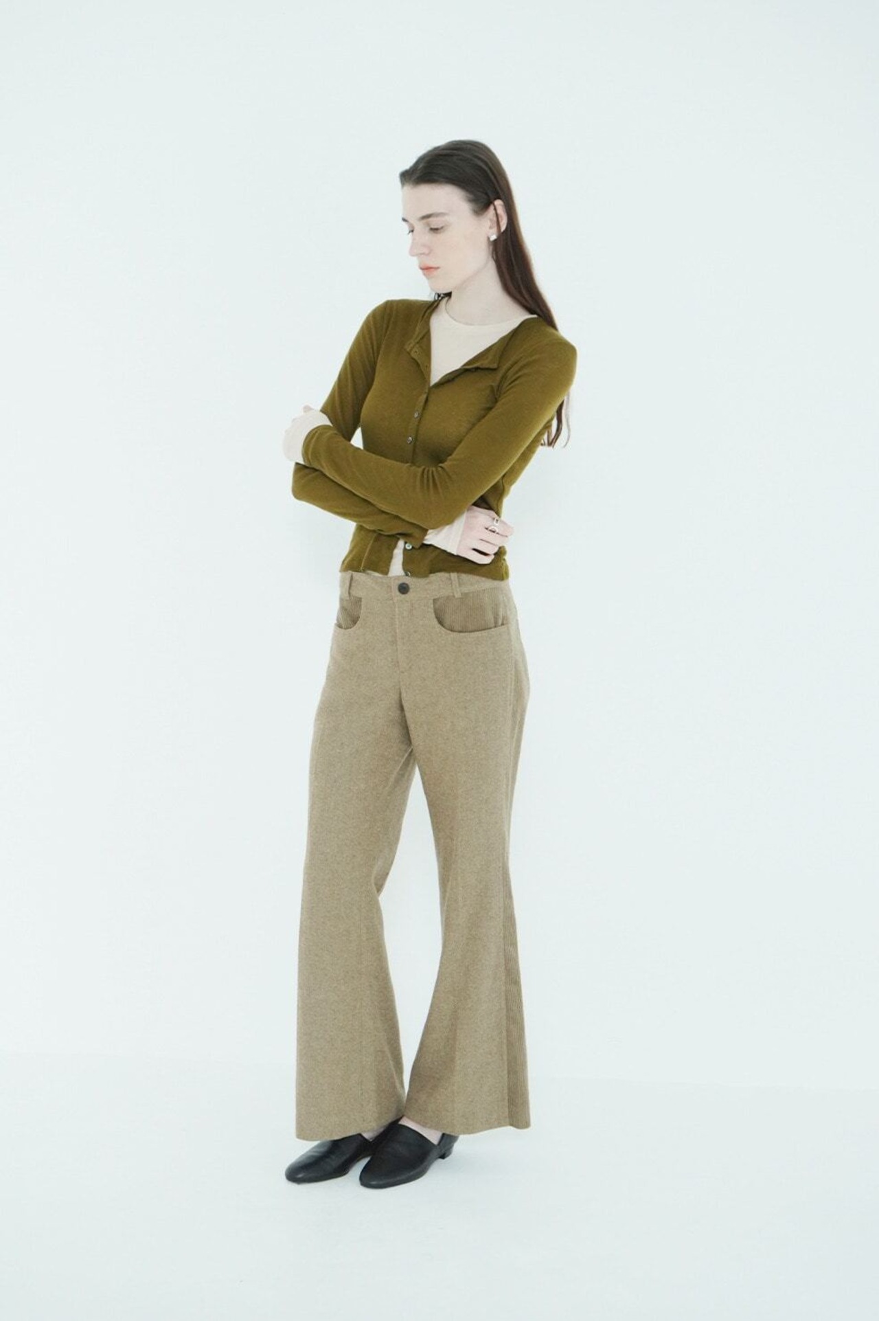 CLANE CORDUROY PANEL MELANGE PANTS