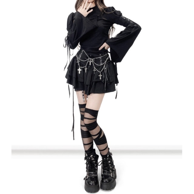 Long sleeve gothic tops E7027