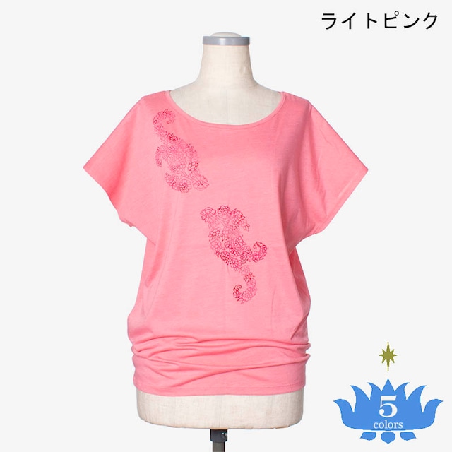 ドルマンTシャツ　マーブルフラワー　Dolman sleeve T-shirt Marble Flower