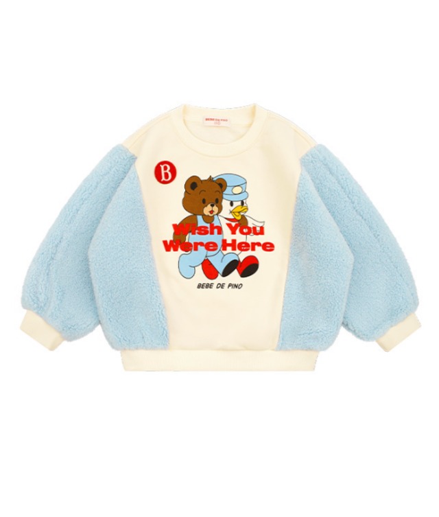 [BEBE DE PINO] Teen friends color block dumble fur sweatshirt 正規品 韓国ブランド 韓国ファッション 韓国代行 韓国通販 ベベドピノ bebedepino 日本 店舗 韓国 子供服