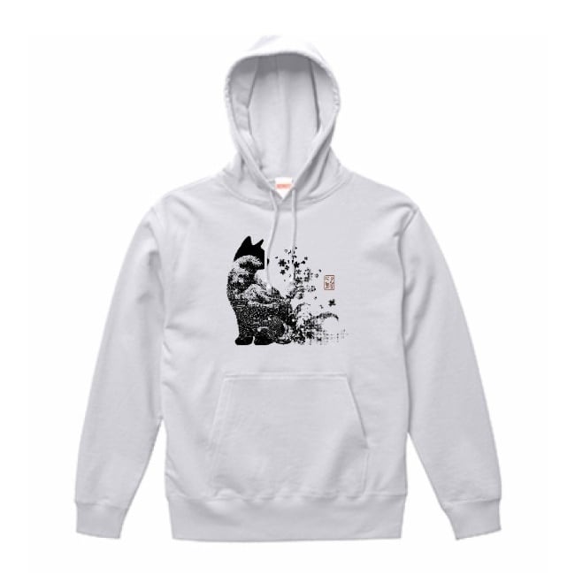 『浮世猫図-波と花』プルオーバーパーカー/"Floating World Cats - Waves and Flowers" pullover hoodie