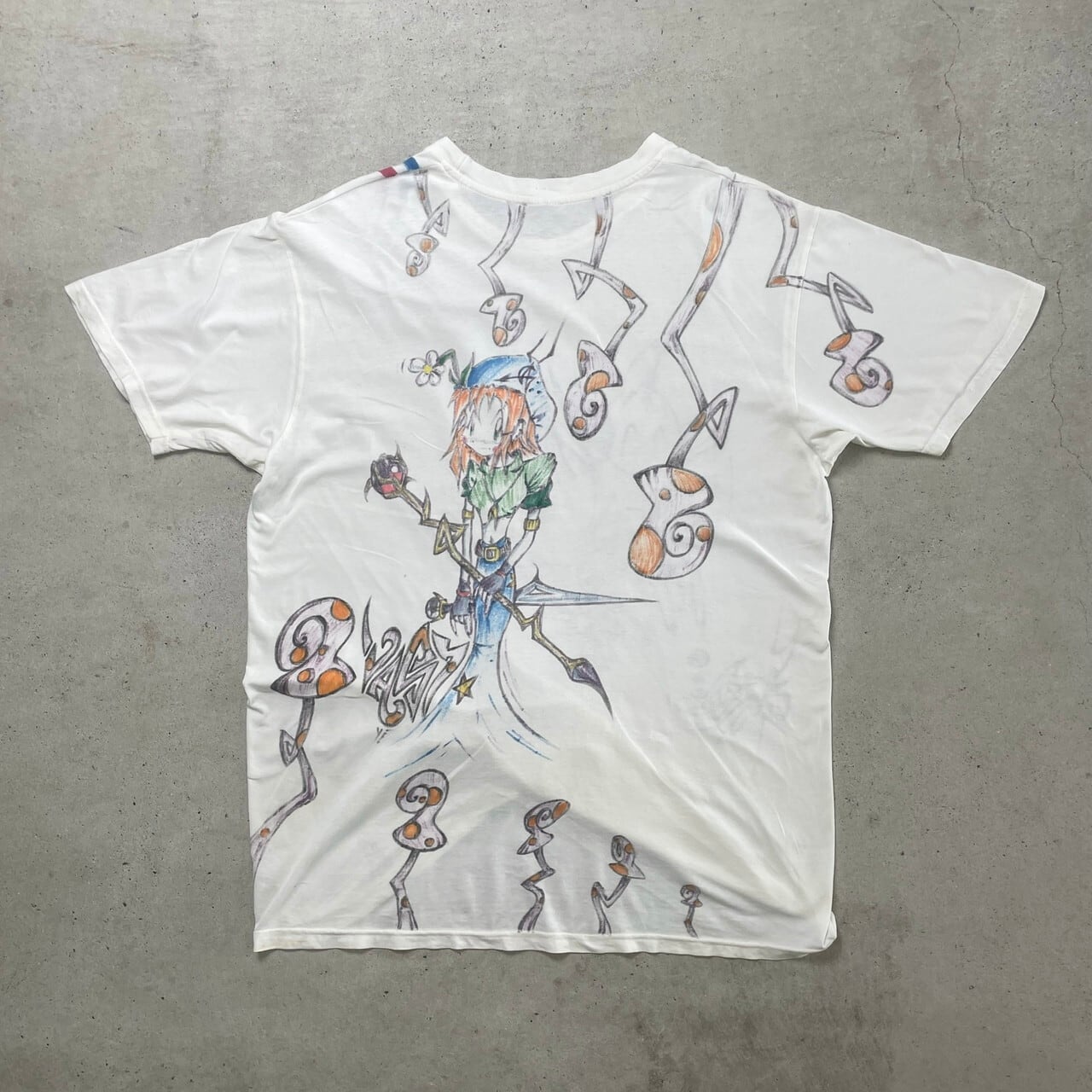 UNKNOWN ハンドペイント キャラクター Tシャツ メンズXL相当 古着 Y2K