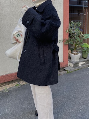 collar change boucle middle coat