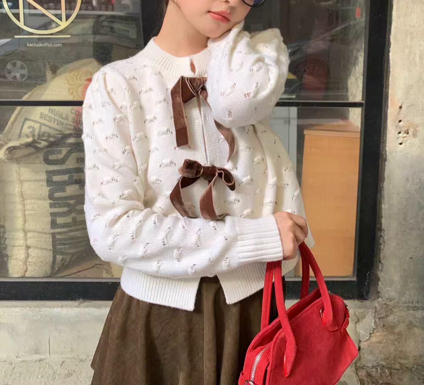 Ribbon French Girly Knit tops