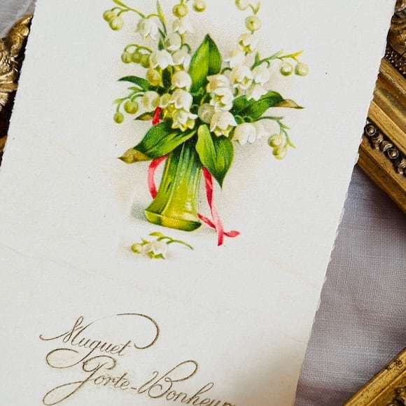 フランス アンティークポストカード すずらんの花 未使用 [s058f