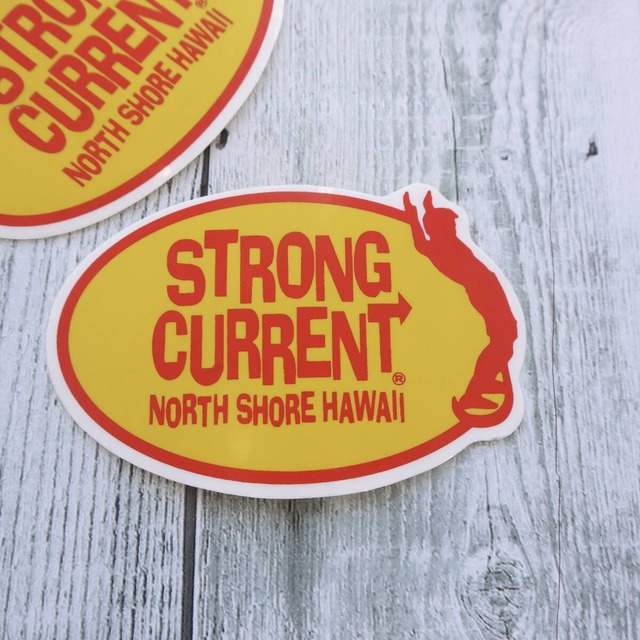 ★ハワイ直輸入★デッドストック STRONG CURRENT ストロングカレント ステッカー/デカール/ノースショア/レア＜イエロー×レッド＞