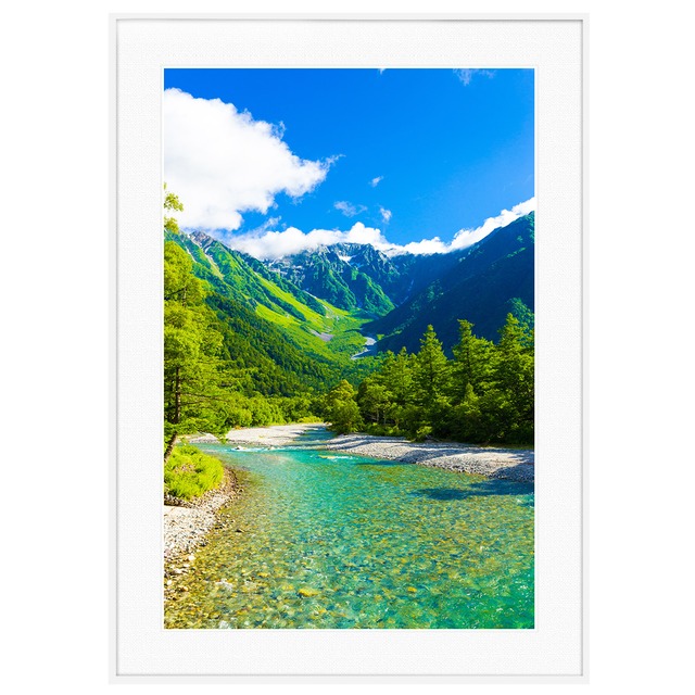 日本写真 長野県 上高地 梓川と穂高連峰 インテリアアートポスター額装 AS4861