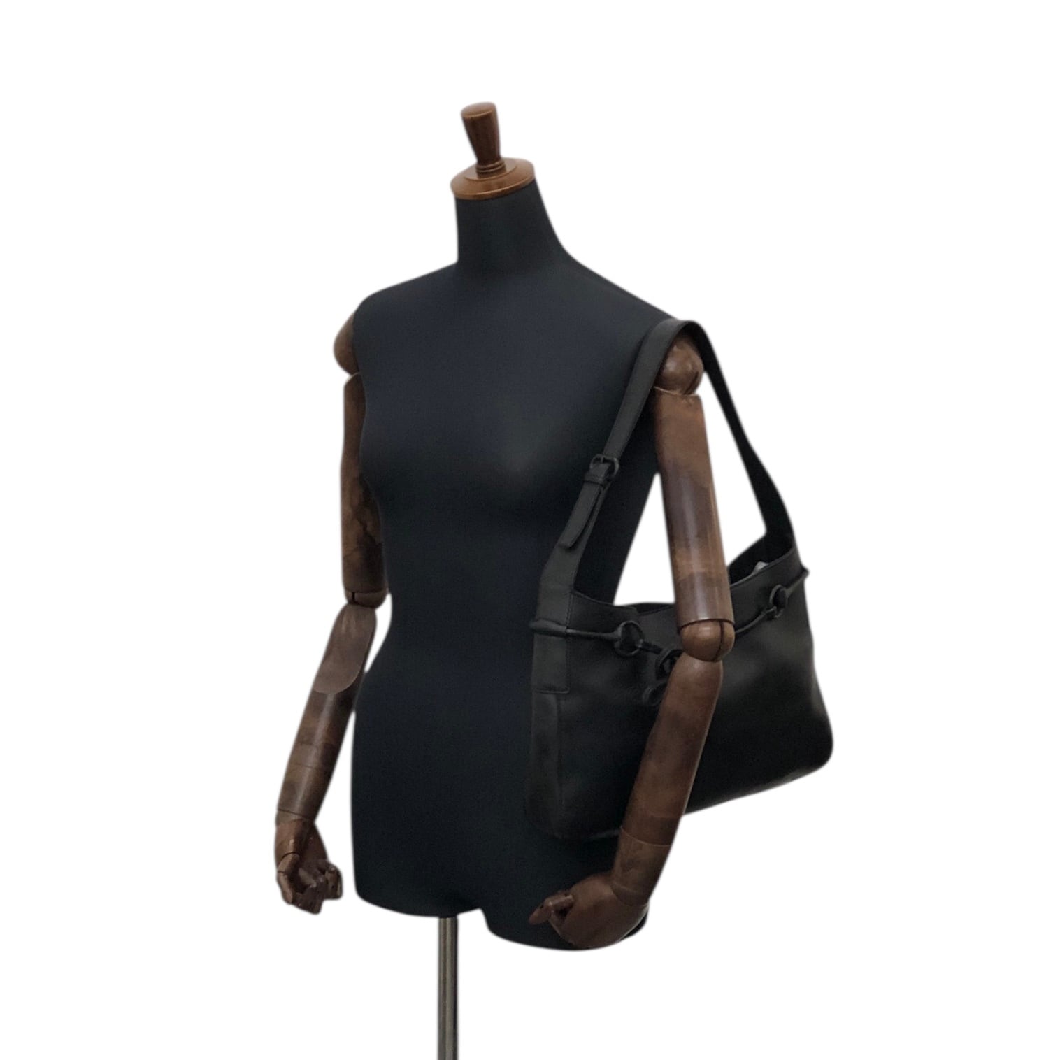GUCCI グッチ ショルダーバッグ ブラック ホースビット レザー