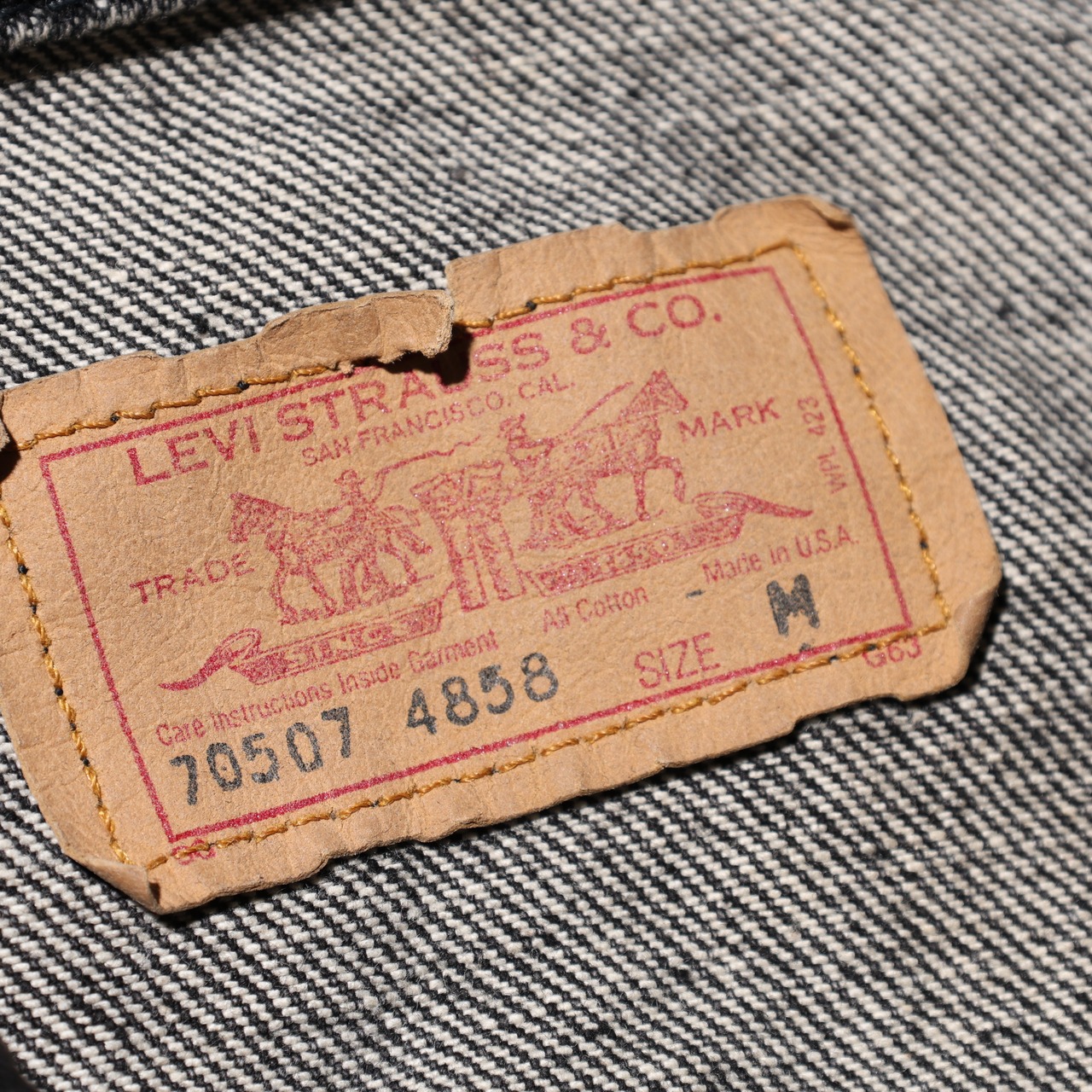 極美品 M 90s Levi’s 70507-4858 先染め ブラック デニム ジャケット リーバイス