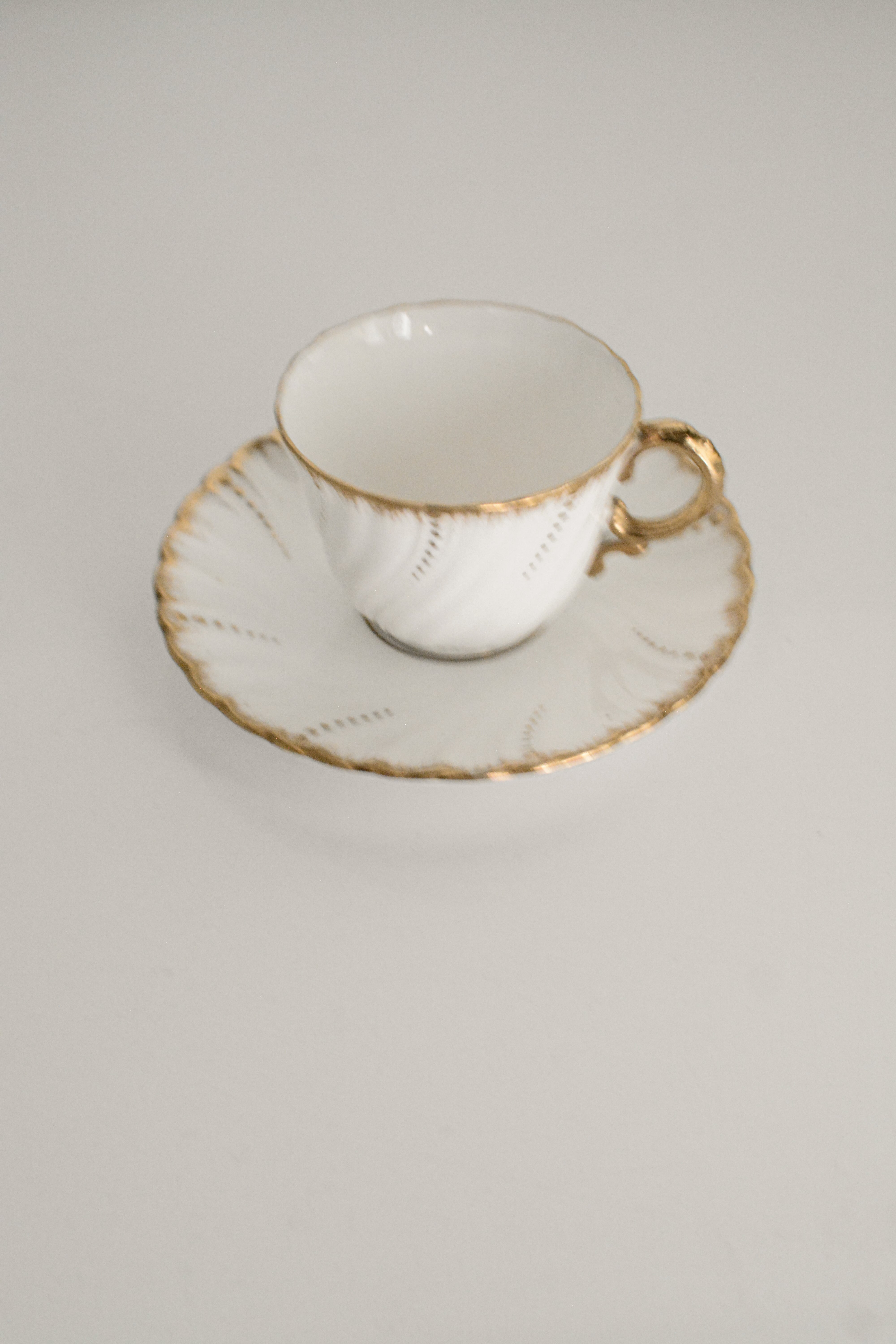 vintage cup & saucer Sarreguemines Louis XV