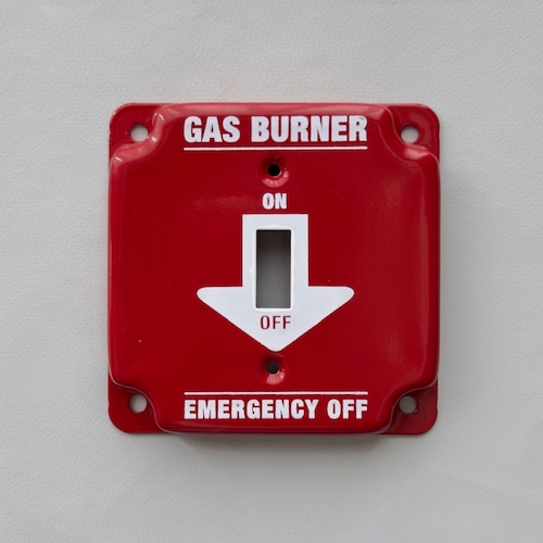 スクエア エマージェンシースイッチカバー  赤　GAS BURNER