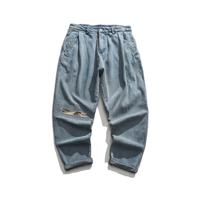 【新作】【送料無料】 Yidao Vintage 2020 Fall Men's Trend Letter Embroidered Jeans Youth Loose Straight Pants-Alibaba レッド 刺繍 ビンテージ hip6-161179011959716