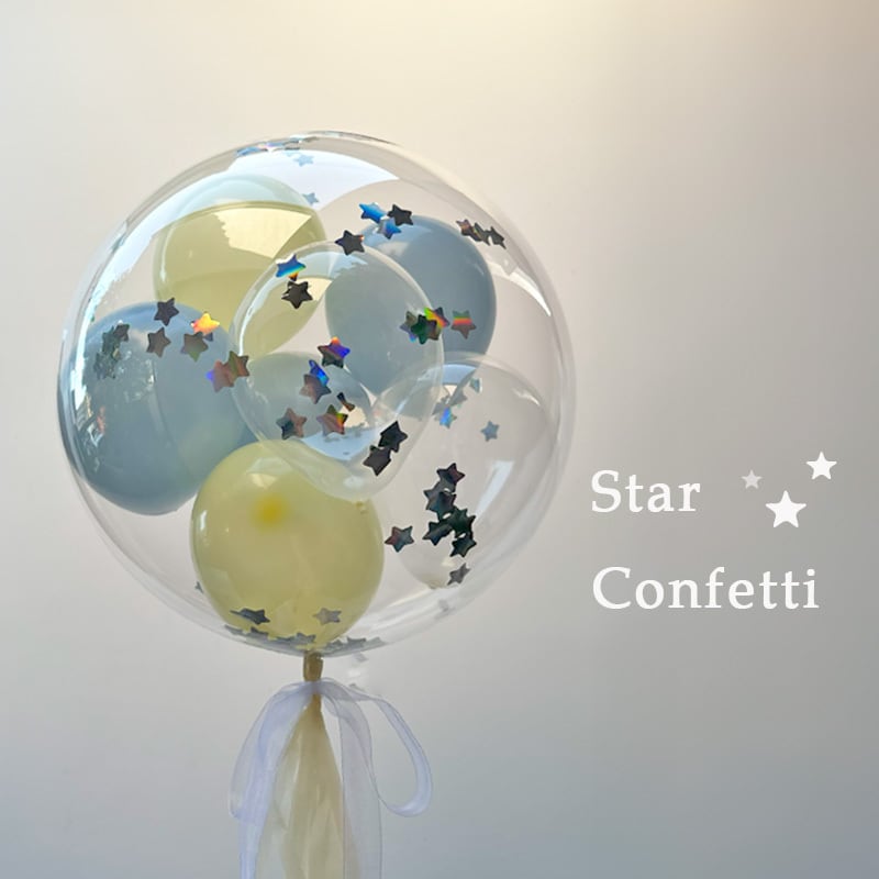 ヘリウムガス入り】星型コンフェッティ入りバルーン ブルーmix 名入れ