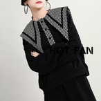 Check pattern large collar shirt(ME079)