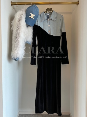 Denim x Velor long OPS《 即日発送 》