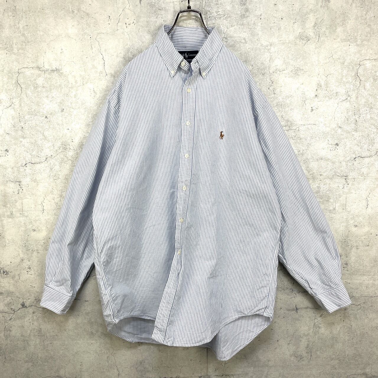ラルフローレン 90' ストライプシャツ　刺繍シャツ　ビックサイズ　M