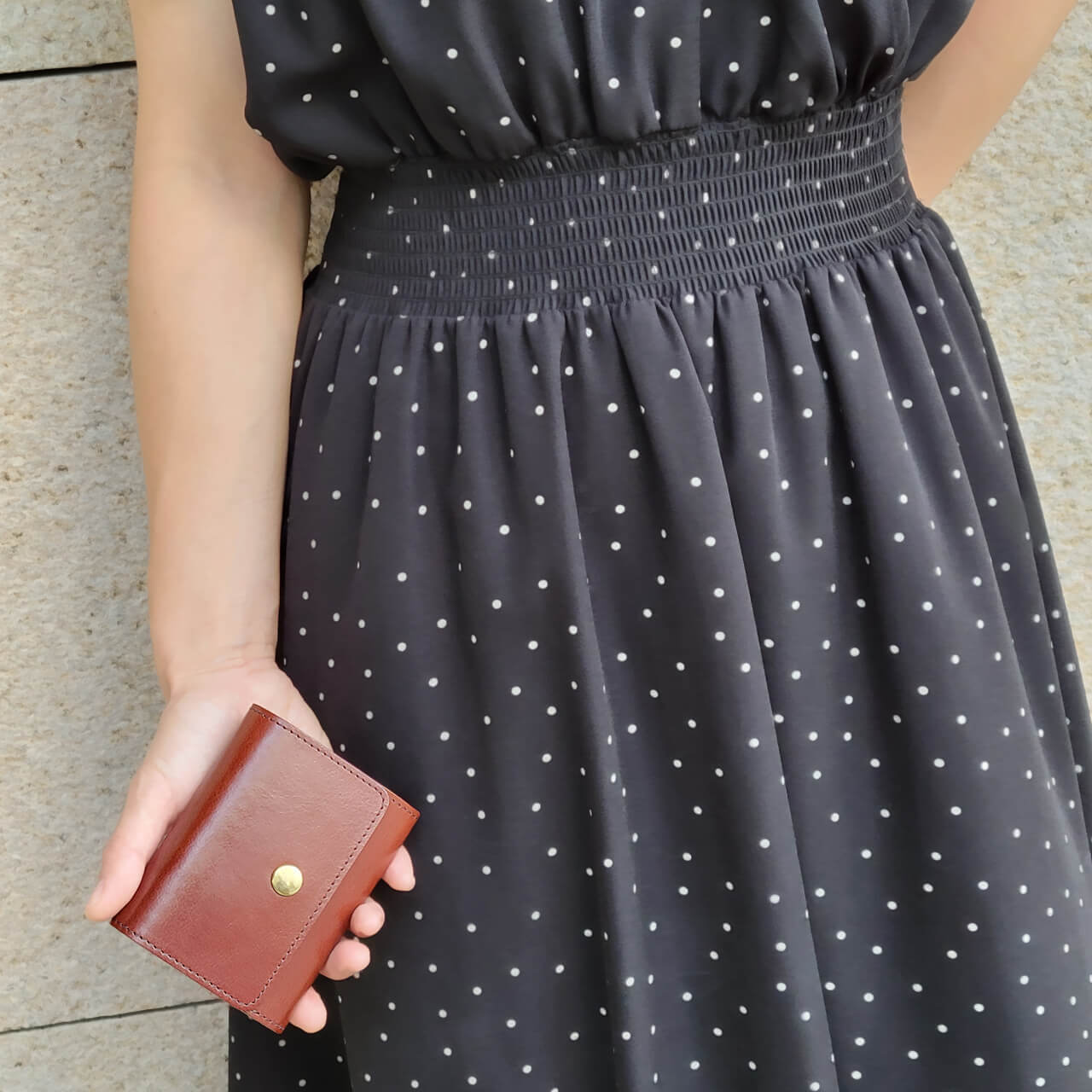 左利き用ボタンミニ財布　各色【受注製作】