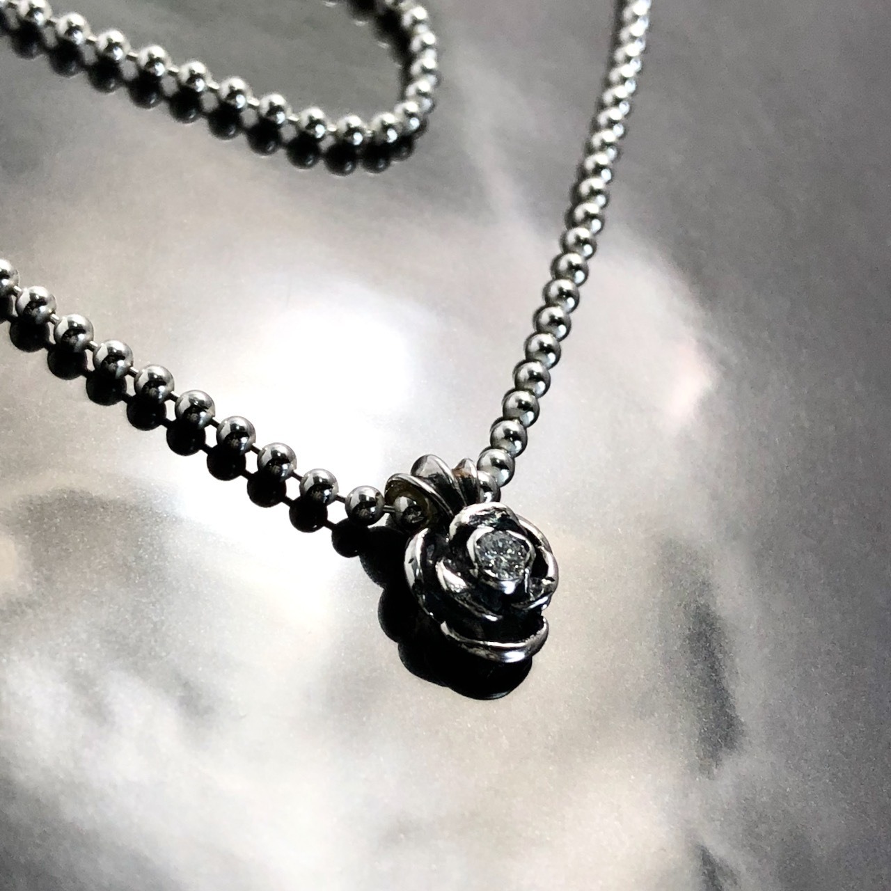 BALL CHAIN [ROSE] in collaboration with SUGIZO -Stone Setting- DIAMOND / スギゾーコラボレーション ローズネックレス 石留め加工・ダイヤモンド