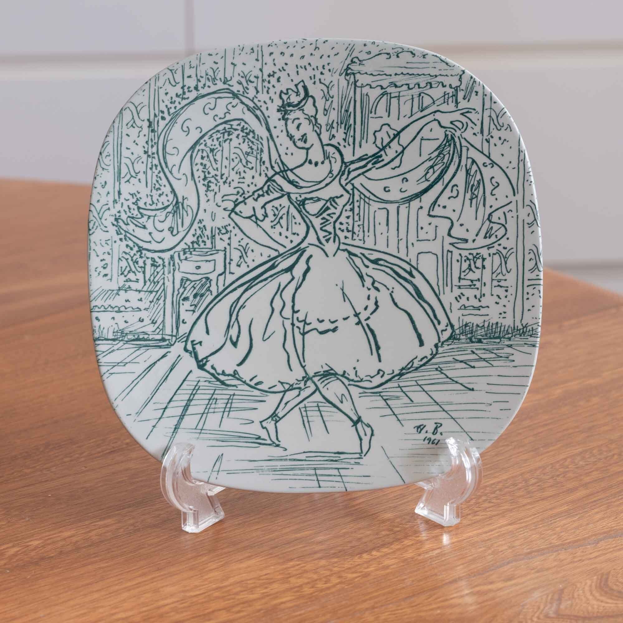 デンマーク　１９６１−１９６２年　NYMOLLE（ニモール）社製　飾りプレート　画　Hans Bendix　