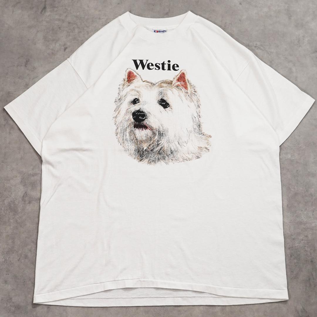 ヘインズ アニマルTシャツ シングル 犬 古着 90s USA XL 20158