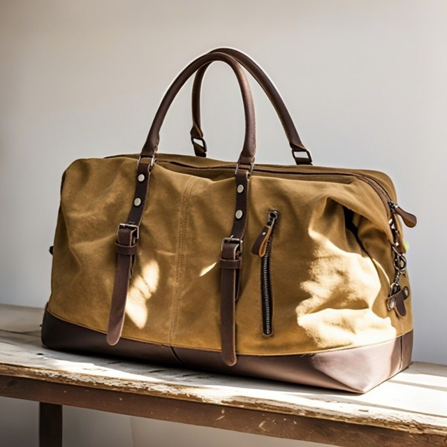 Retro Canvas Leather Travel Boston Bag / レトロ キャンバス レザー トラベル ボストン バッグ