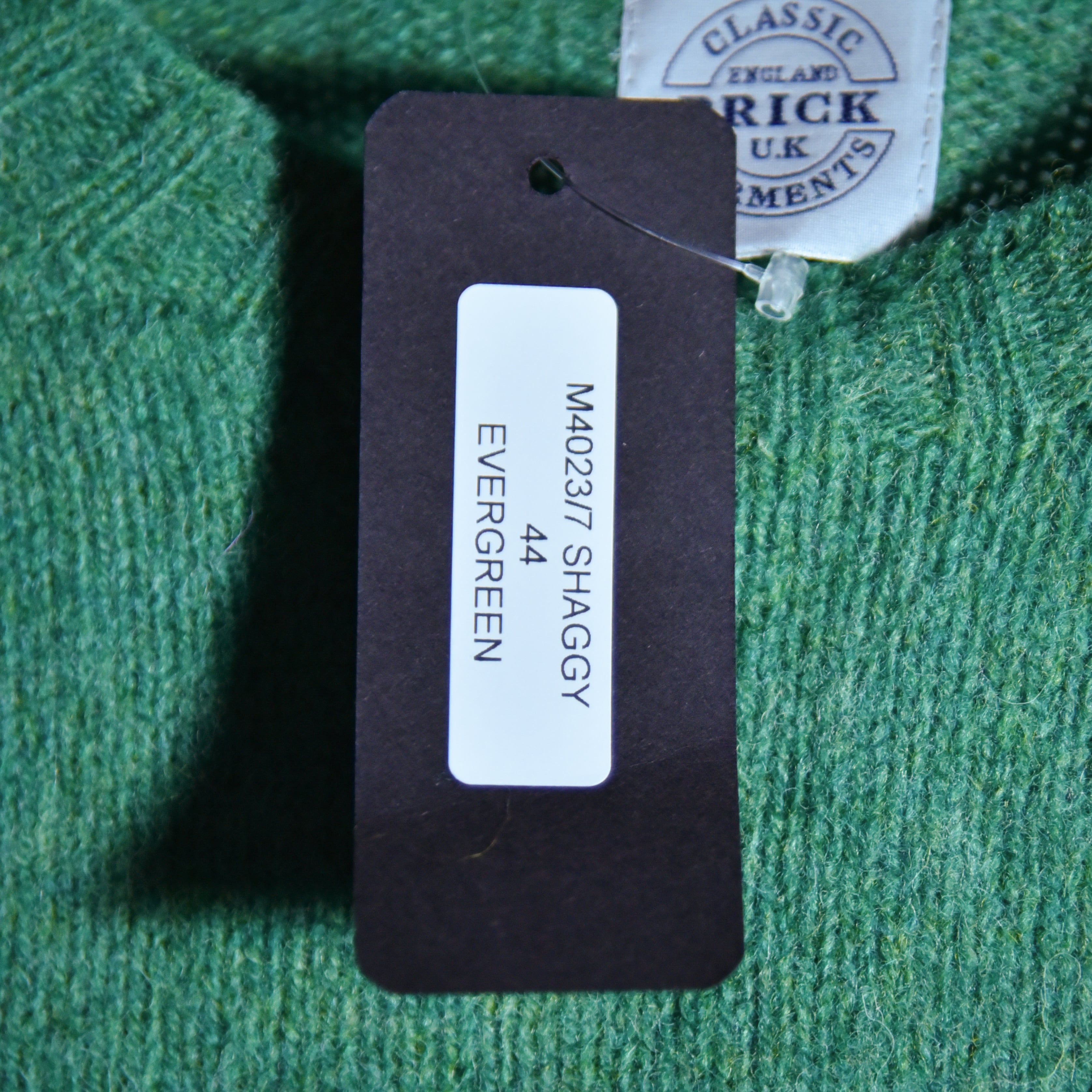 BRICK Shaggy Dog Shetland Wool Knit Sweater Crew Neck EVER GREEN