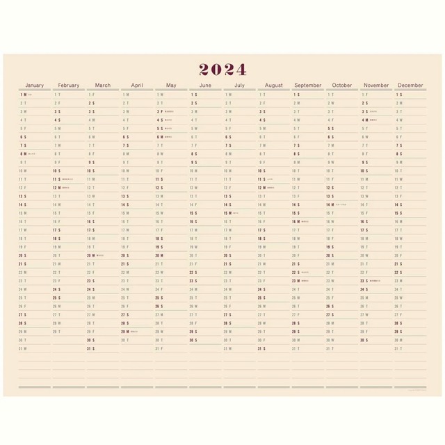 POSTALCO / ポスタルコ - ワンイヤーウォールカレンダー 2024  (made in Japan)