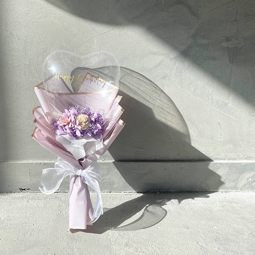 BALLOON FLOWER BOUQUET MINI - purple heart - 各種お祝いや卒業や入学のお祝いに