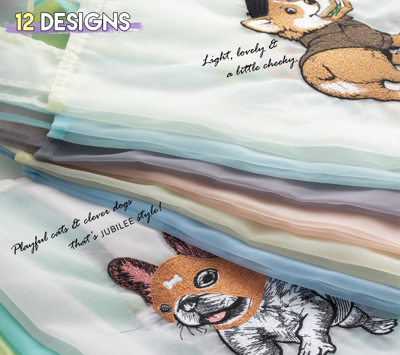 犬猫デザイン オーガンジー 刺繍エコトートバッグ | Jubilee