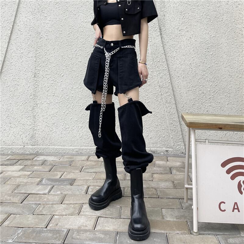 都谷シリーズ カジュアルパンツ ボトムス 個性的 ファッション レトロ ブラック 黒い S M L Xl Elegant