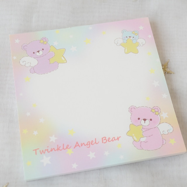 【ぬぬるす】♡オリジナル♡Twinkle Angel Bear/真四角メモパッド