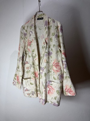 80’s USA Made Flower Pattern Linen Blend Jacket
