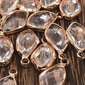 【1個】クリスタルコネクター /ガラス/チャーム/ゴールド/クリア/コネクター/ブレスレット