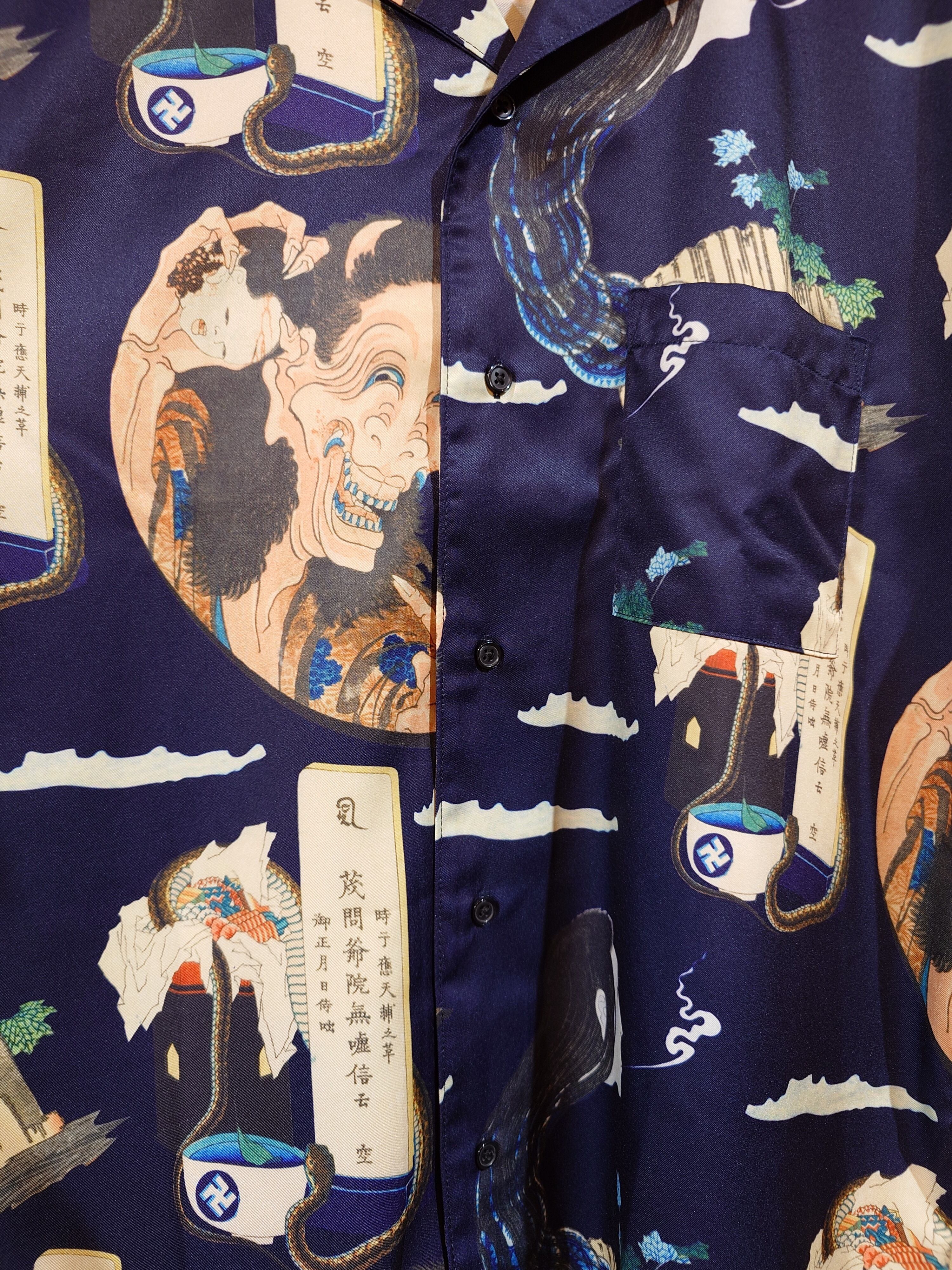 NIPOALOHA 半袖シャツ 葛飾北斎　無礼講　XL 定価28000円 ALCARZA / OPEN COLOR SHIRT 〝葛飾北斎〟（百物語）』半袖シャツ
