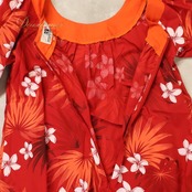 フラダンス 衣装 FANCY DRESS ファンシードレス ワンピース ドレス レッド系 プルメリア柄 花柄 植物柄 ハワイアンプリント ハワイアン アロハ フラ ダンス レッスン 練習 オレンジ系 赤 橙 白 茶 ホワイト系 ブラウン系 華やか 鮮やか かわいい おしゃれ 上品