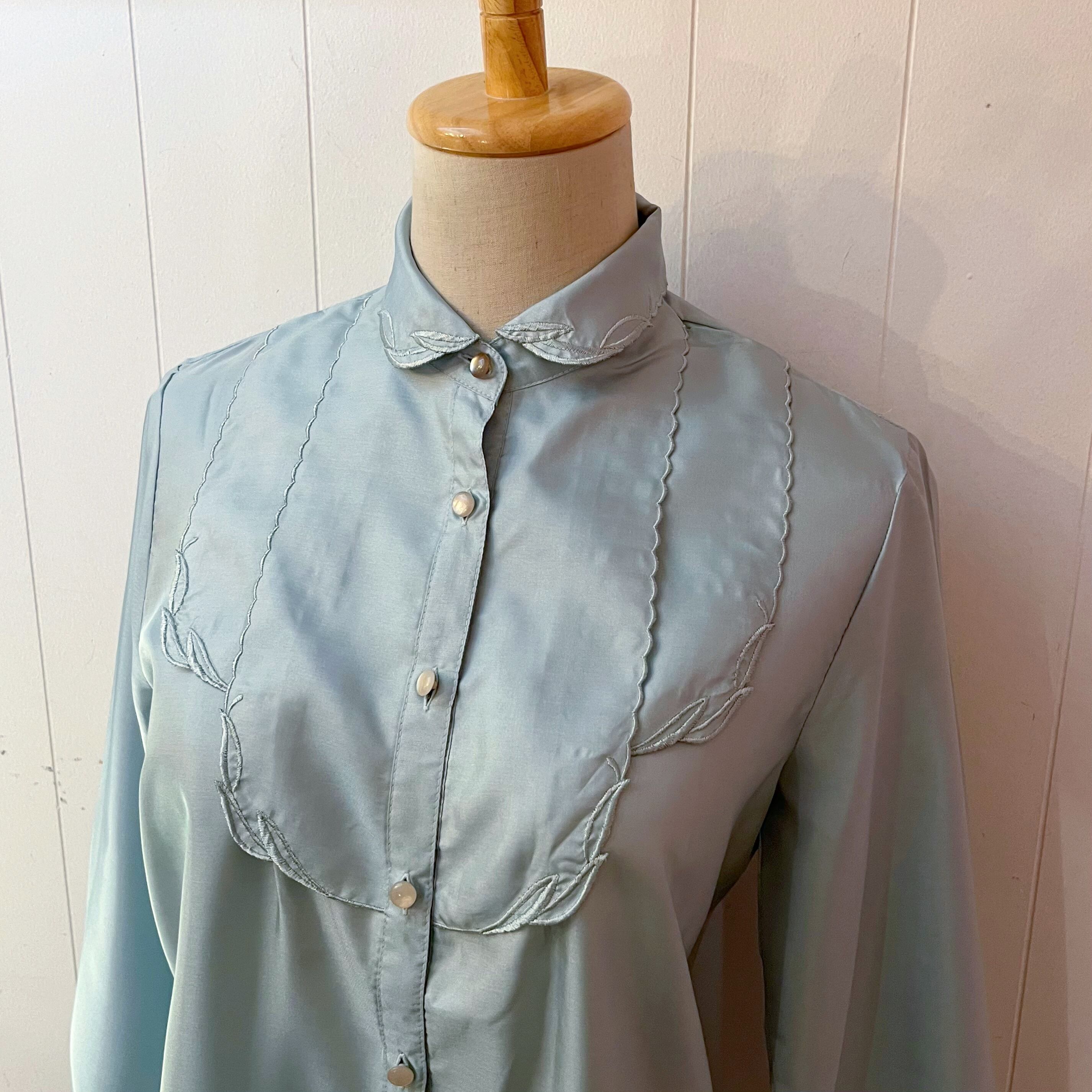 mint green embroidery blouse