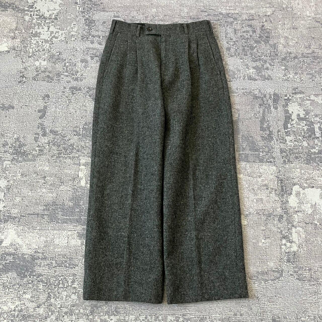 【デカオム】コムデギャルソンオム スラックス ツイード ワイド グレー 80S デカオム】コムデギャルソンオム スラックス ツイード ワイド グレー