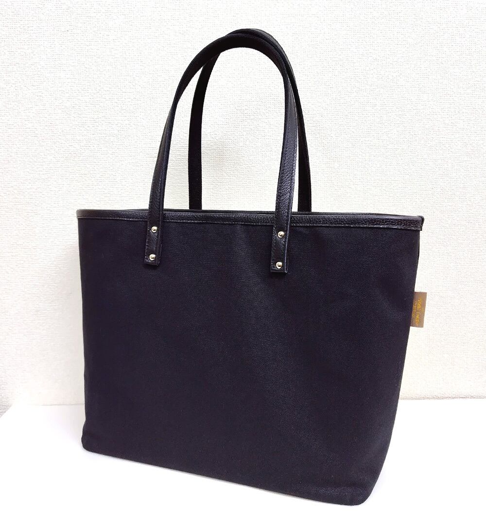 トートバッグ「GALON」(M) 「8号帆布（ブラック）」× ブラックレザー