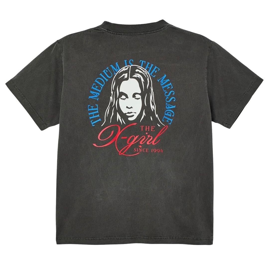 【x-girl】FADED TRI-COLOR FACE S/S TEE / BLACK【エックスガール】