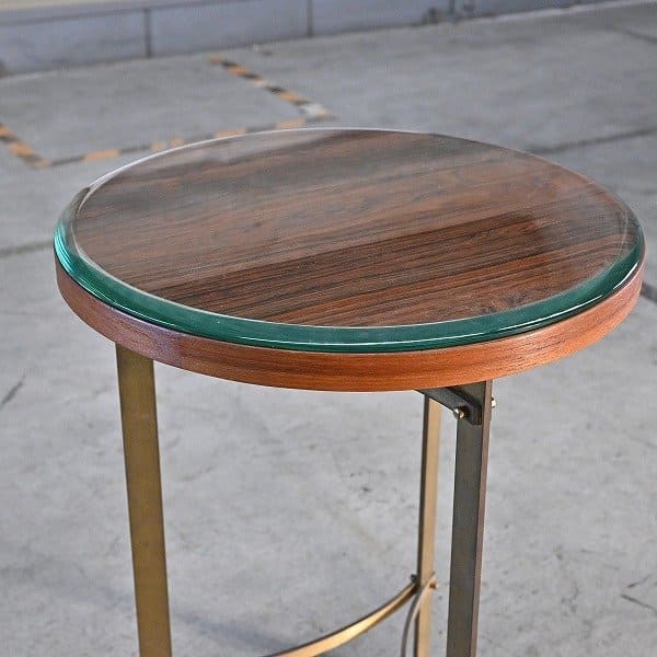 引取限定】希少 イタリア製 サイドテーブル ガラス 真鍮 ローズウッド