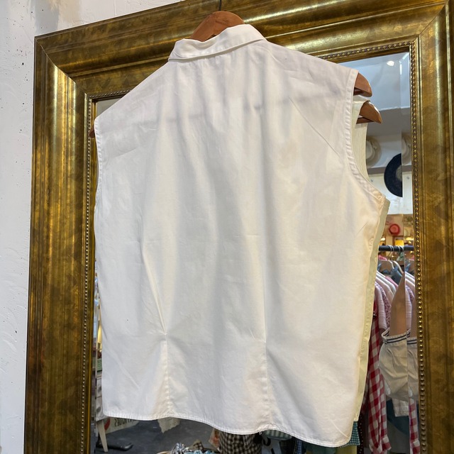50's plain design sleeveless blouse