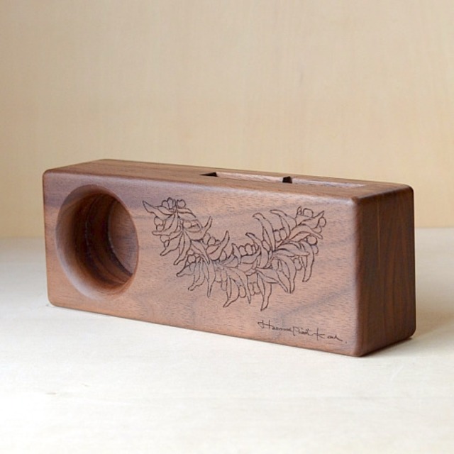 Wood eco speaker [Plumeria Lei / wood:ウォルナッツ] 【WES-PLU-L-3】