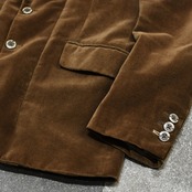 special layered design hoodie × velour tailored jacket