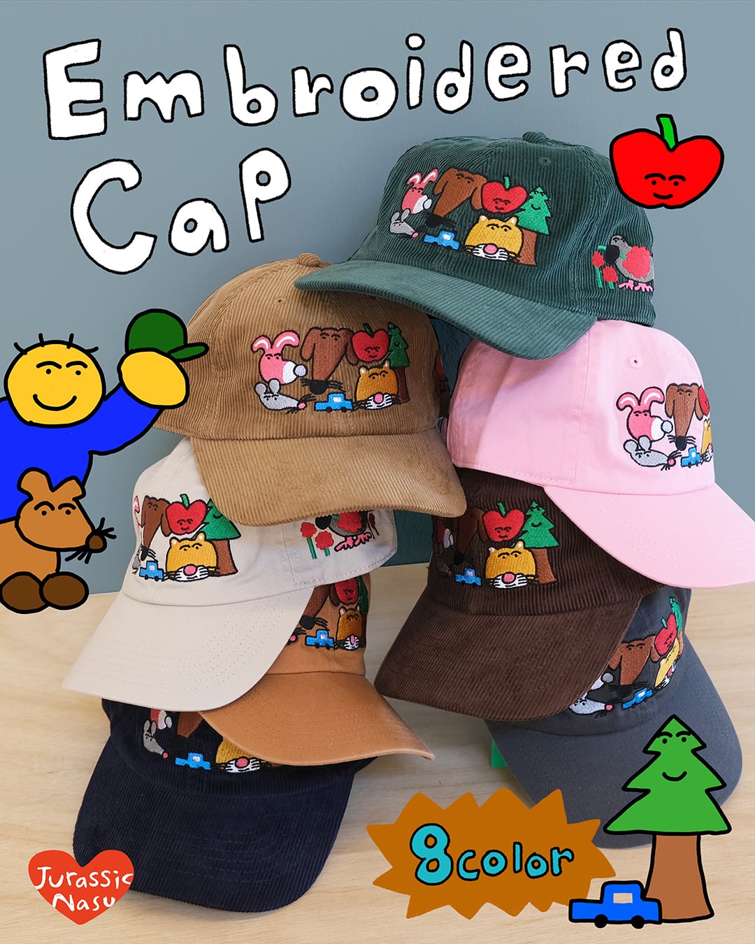 JurassicNasu 刺繍cap(ウォッシュ生地/全4色)