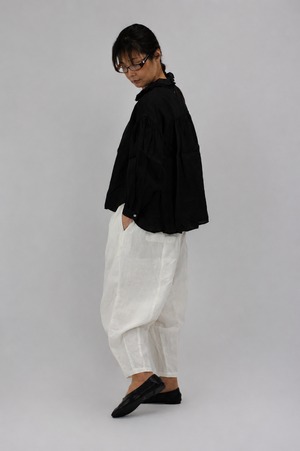 【Gauze#】DOUBLE FRILL SCALLOPED COLLAR BLOUSE / FADE BLACK（G988）