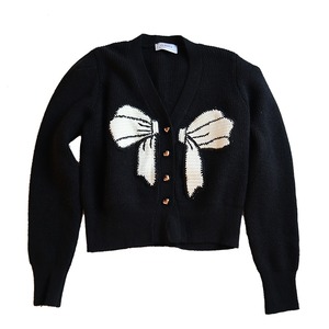 再販★即日配送★yumeribonリボンニットカーディガン(ブラック)【公式】