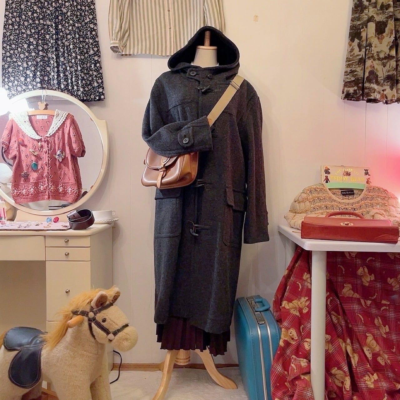 gray big duffle coat