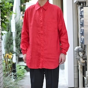hole design linen shirt red
