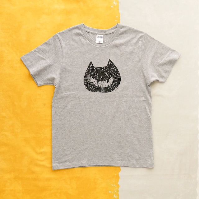 TshirtsComplex｜かとうまさひろ「CAT FISH（猫魚）」（グレー×ブラック）